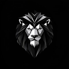Fototapeta premium Monochrome Geometric Lion Head Illustration