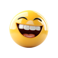 Fototapeta premium bright yellow smiley face emoji with a wide grin, cheerful and joyful expression