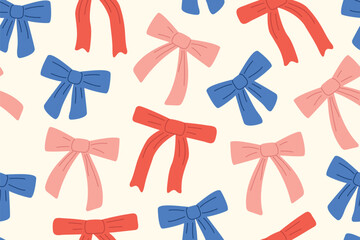 ribbon bow seamless pattern is perfect for wrapping paper, textiles, stationery and festive decorations- vector illustration