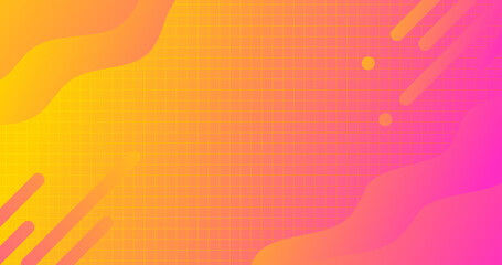 Dark pink magenta yellow orange fluid gradient animated. Wavy curved flowing lines. Funny summer wave color backdrop. Creative modern trendy banner. Checked pattern. Notebook cover illustration. Sale