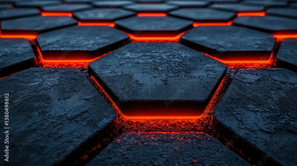 Poster abstract hexagon pattern with glowing edges