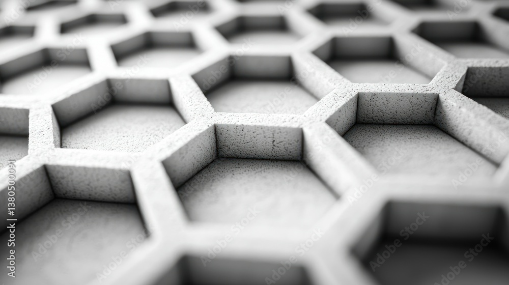 Poster abstract hexagonal pattern: a study in geometric precision and monochromatic beauty
