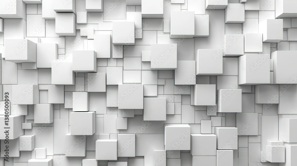 Poster abstract white cubic structure: a 3d render of interlocking cubes