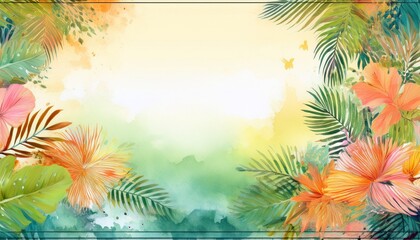 creative border frame of abstract fancy summertime themes background with copy space , summertime concept graphic resource