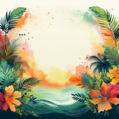 creative border frame of abstract fancy summertime themes background with copy space , summertime concept graphic resource