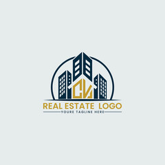 Obraz premium Elegant CV Real Estate Logo with Urban Skyline