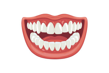 Naklejka premium Cartoon Open Mouth with Clean Teeth Vector Illustration. Cartoon illustration of an open mouth with clean, white teeth. The detailed image shows upper and lower teeth in a healthy, animated style