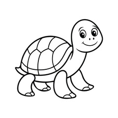 Cheerful Cartoon Turtle Outline for Coloring book