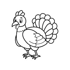 Happy Cartoon Turkey - Fun Farm Animal Illustration for coloring book