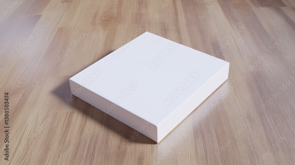 Poster a blank white canvas is positioned neatly on a wooden floor, creating a perfect setting for an artis