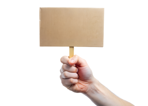 hand holding blank cardboard clipart image on transparent background - Powered by Adobe