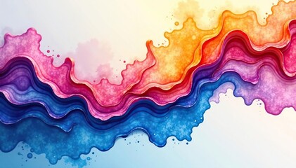 Obraz premium Abstract watercolor wash, flowing colors merge , fluid, spectrum