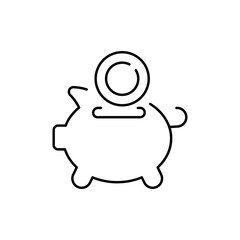 Piggy bank vector icon. Piggy bank icon.Investment and financial planning. Piggy bank with coin