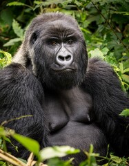 Naklejka premium Mountain gorilla in natural habitat