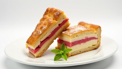 Elegant pastry arrangement, pristine white backdrop, pastries, macarons, food photography