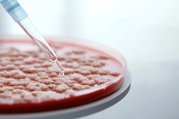 Petri dish showcases microbial growth with precise pipetting tec