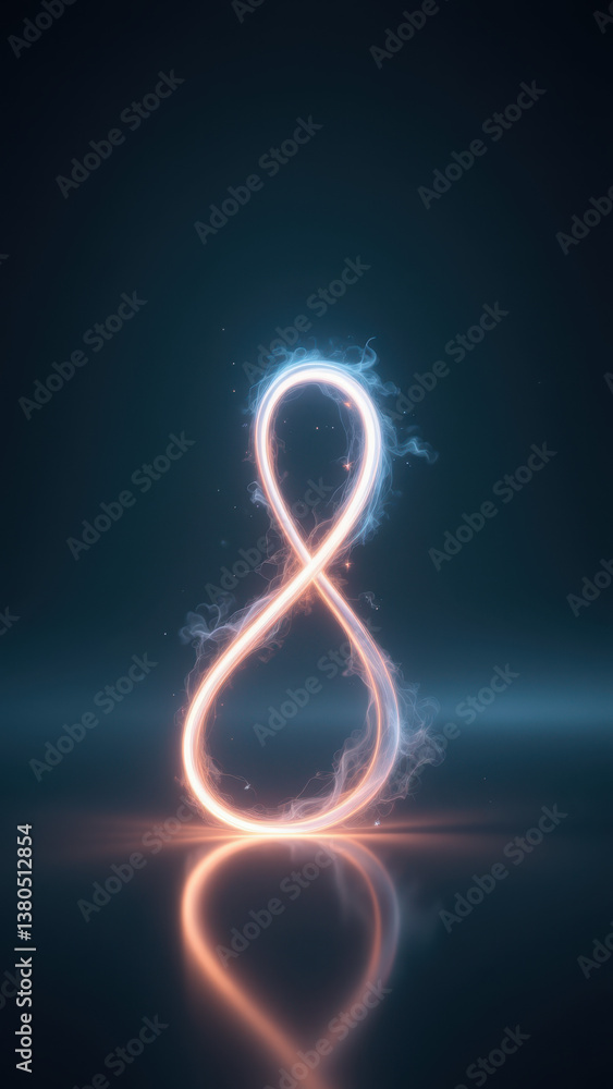 Poster technology abstract background with glowing number eight.
