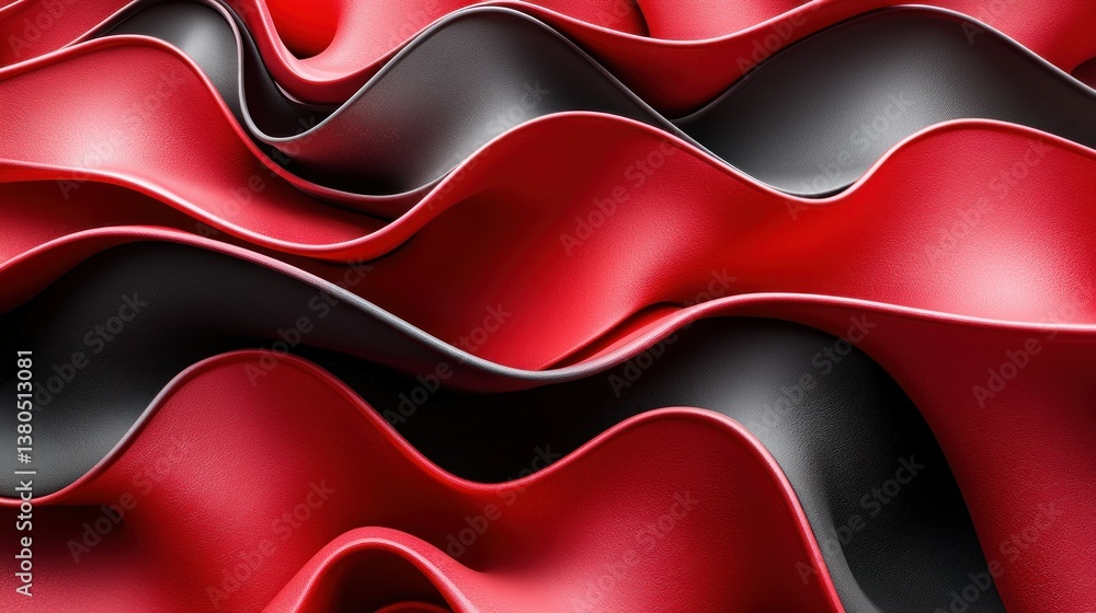 Poster abstract red and black wave pattern: a 3d render of intertwined curves