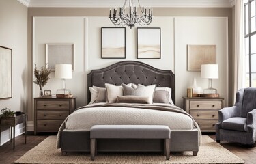 A beautifully decorated bedroom showcases a luxurious and inviting ambiance