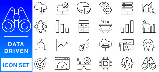Data analysis icon collection set. Containing analysis,information, trend, forecast, decision,risk,research,report icon. Simple flat vector illustration.