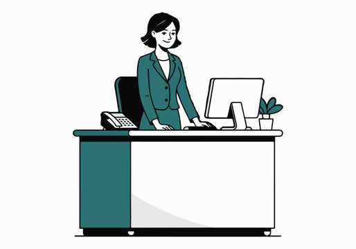 National Receptionists Day Vector Illustrations – Social Media, T-Shirt, Poster, Sticker, Print Card Designs, Animated GIFs, Solid Colors, Professional, Minimalist Style
