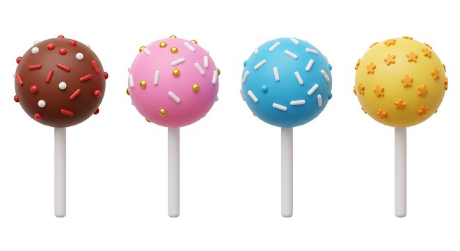 Colorful Cake Pops Displayed in a Row Sweet Treat Delight
