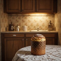 Ukrainian Easter Bread on Embroidered Tablecloth