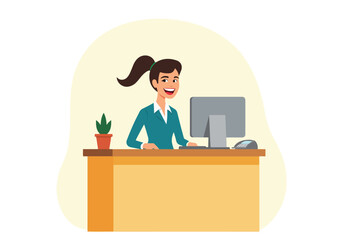 National Receptionists Day Vector Designs – Social Media, T-Shirt, Sticker, Poster, Print Cards, Animated GIFs, Solid Colors, No Gradients, Professional & Minimalist Illustrations