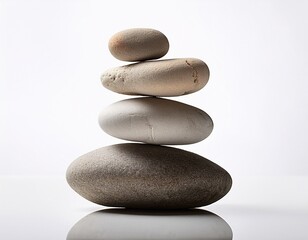 stacked stones representing balance isolated on white background