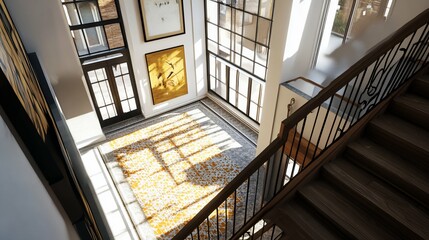 Fototapeta premium Sunlit Foyer with Artistic Flair