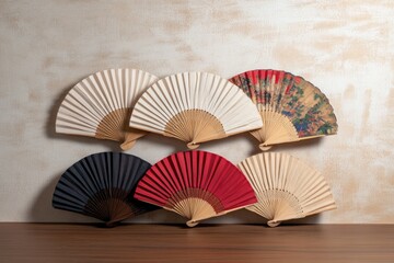 Elegant arrangement of decorative fans showcases vibrant colors