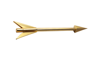 antique Gold arrow with pointed tip on transparent background