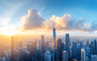 Fototapeta premium Architectural landscape of modern urban skyline 