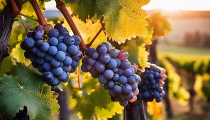 closeup of grapes on vine