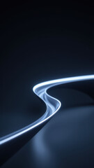 Futuristic curved screen with vibrant blue illumination on a dark background.