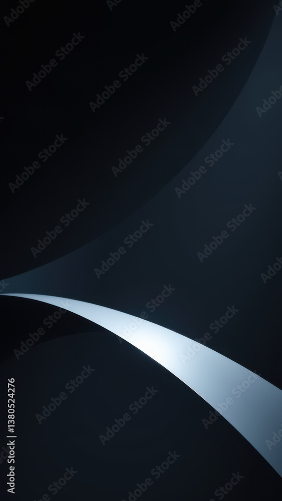 Poster futuristic dark abstract digital art with a soft glow on the right side.