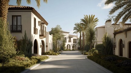 Fototapeta premium Mediterranean Villa Community Street Scene