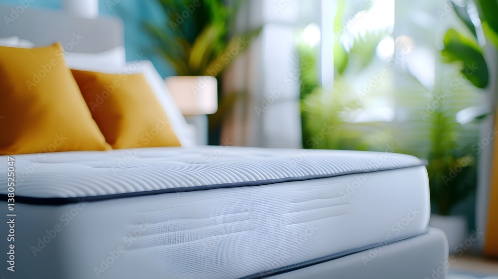 Poster innovative ai optimized smart bedroom with holographic mattress adjustment controls showcasing sleep