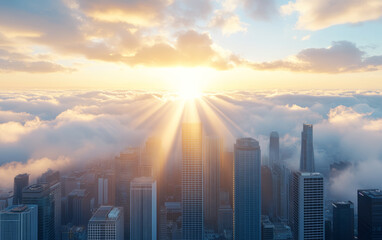 Fototapeta premium Architectural landscape of modern urban skyline 