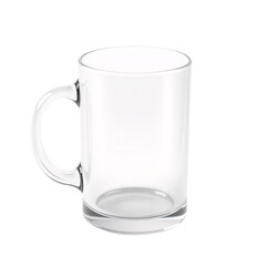 Clear Glass Mug Isolated on White Background