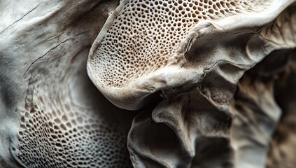 Exploring Intricate Bone Structure: Detailed Macro Photography of Porous Bone Texture Reveals Complex Anatomy Up Close.