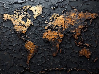 Fractured world map symbolizing global economic instability
