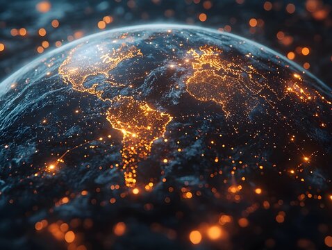 Futuristic globe with smart grid connections