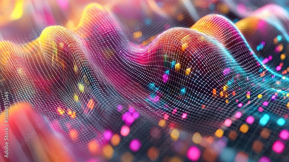 Poster abstract colorful data wave visualization