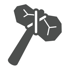 Hammer solid icon, city museum concept. Vector graphics. Ancient warrior axe, weapon tool sign on white background, glyph style icon for mobile or web design.
