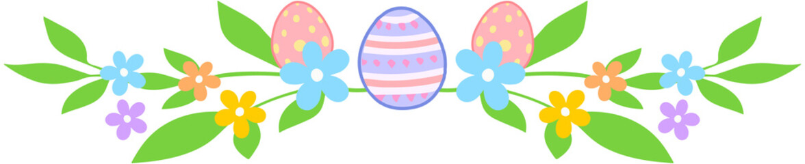 Easter Eggs Flowers Deco Border
