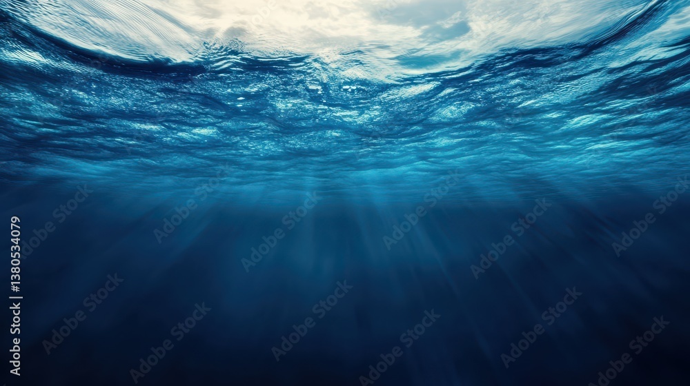 Poster beneath the surface, gentle waves create a captivating interplay of light and shadows in vibrant sha