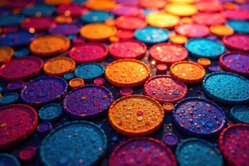 Interlocking circles create a vibrant, colorful mosaic , design, modern, repeat