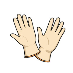 Fototapeta premium Illustration of beige rubber gloves against a white background 