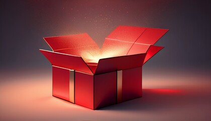 red open box for gift isolated generated image